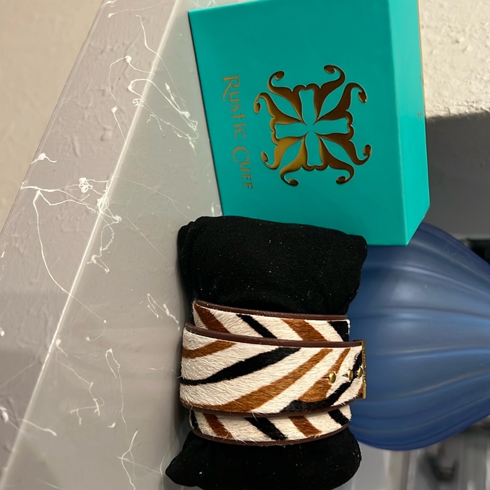 Rustic Cuff furry cuff.  Genuine leather